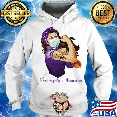 Strong girl Rosie the Riveter Fibromyalgia Awareness mask s Hoodie