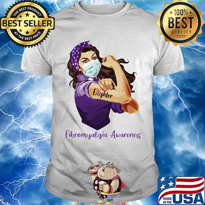 Strong girl Rosie the Riveter Fibromyalgia Awareness mask shirt