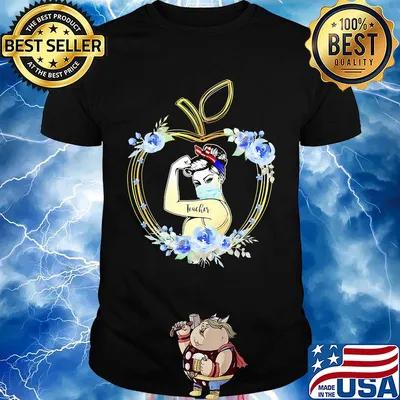 Strong woman tattoos teacher apple flowers shirt