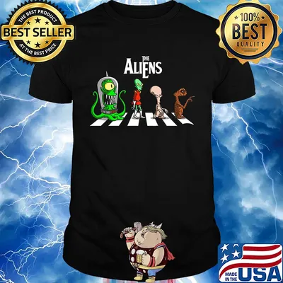 The aliens cartoon abbey road shirt