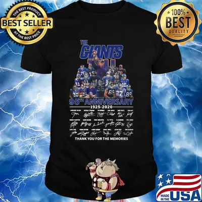 The New York Giants 95th anniversary 1925-2020 signature thank you for the memories shirt
