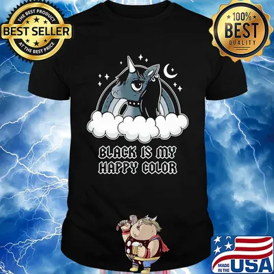 Unicorn black is my happy color shirt