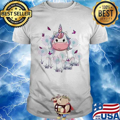 Unicorn dandelion flower butterfly shirt