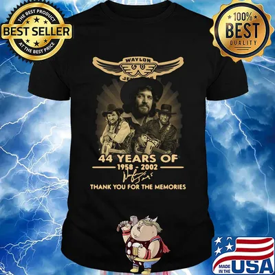 Waylon jennings 44 years of 1958 2002 thank you for the memories signature shirt