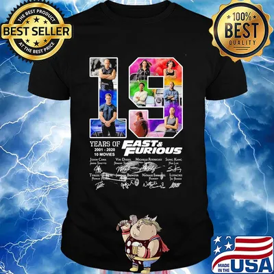 19 years of 2001 2020 10 movies fast and furious car signatures shirt