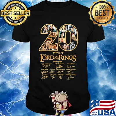 20 years of the lord of the rings 2001 2021 signatures shirt