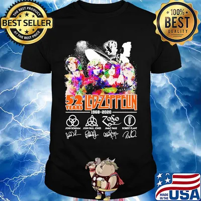 52 years led-zeppelin 1968 2020 john bonham john paul jones jimmy page robert plant signatures colors shirt