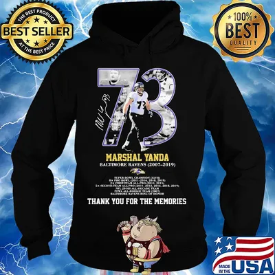73 marshal yanda baltimore ravens 2007 2019 thank you for the memories signature s Hoodie