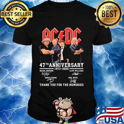 Acdc 47th anniversary 1973 2020 thank you for the memories signatures shirt