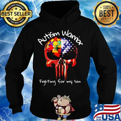 Autism warrior fighting for my son skull American flag veteran Independence Day s Hoodie