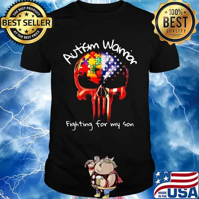 Autism warrior fighting for my son skull American flag veteran Independence Day shirt