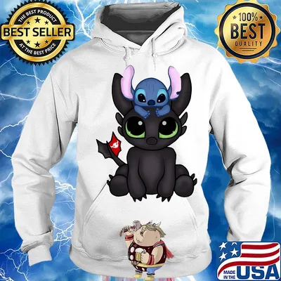 Baby toothless dragon and stitch flag s Hoodie