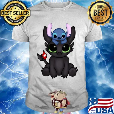 Baby toothless dragon and stitch flag shirt