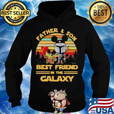Baby yoda and darth vader holding balloon mickey mouse father and son best friends in the galaxy vintage s Hoodie