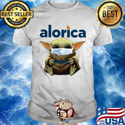 Baby Yoda face mask hug Alorica shirt