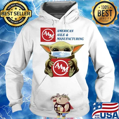 Baby Yoda face mask hug American Axle and Manufacturing s Hoodie