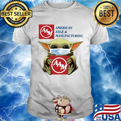 Baby Yoda face mask hug American Axle and Manufacturing shirt