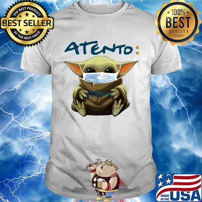 Baby Yoda face mask hug Atento shirt