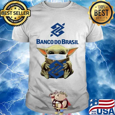Baby Yoda face mask hug Banco Do Brasil shirt