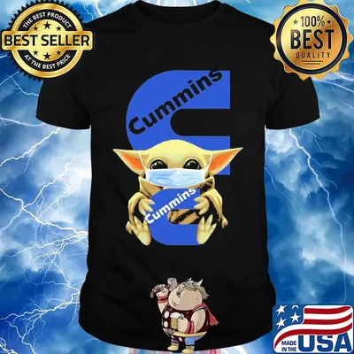 Baby Yoda face mask hug Cummins shirt