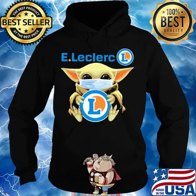 Baby Yoda face mask hug E.Leclerc s Hoodie