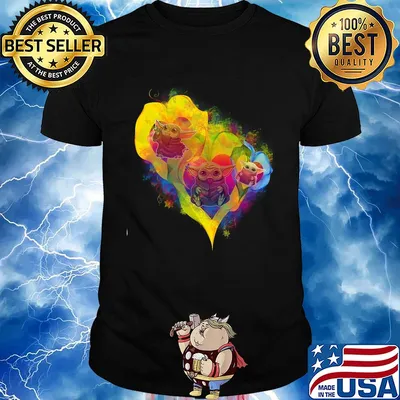 Baby Yoda heart flower color shirt