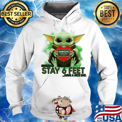 Baby Yoda hug HARVEYS SUPERMARKET please stay 6 feet Have a nice day s Hoodie