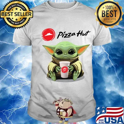 Baby Yoda hug Pizza Hut shirt