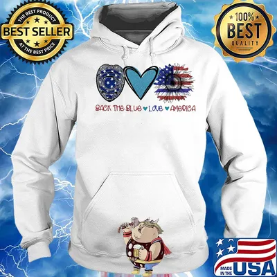 Back the blue Police love heart sunflower American flag veteran Independence Day s Hoodie
