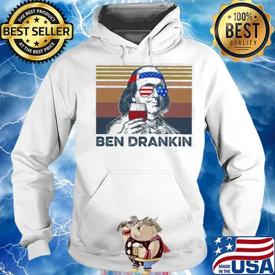 Benjamin franklin ben drankin american flag independence day vintage s Hoodie
