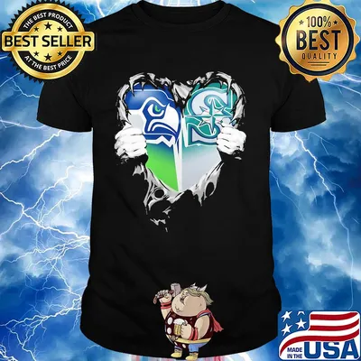 Blood inside seattle seahawks and seattle mariners heart heartbeat shirt