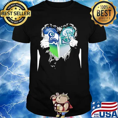Blood inside seattle seahawks and seattle mariners heart shirt