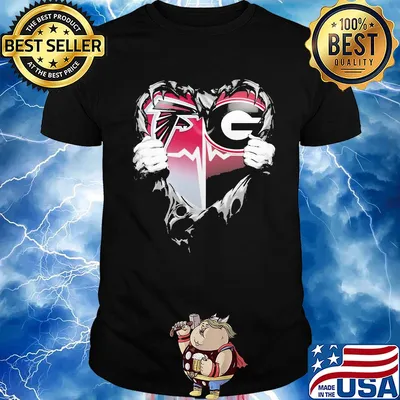 Blood insides atlanta falcons and georgia bulldogs heart heartbeat shirt