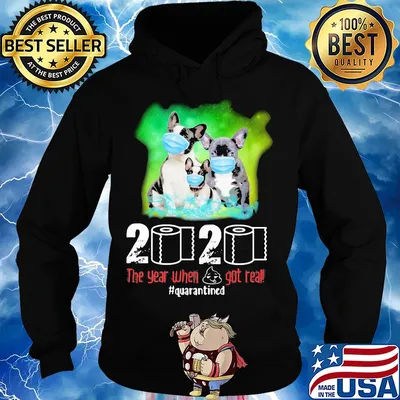 Bulldog mask 2020 the year when shit got real quarantined toilet paper American flag veteran Independence Day s Hoodie