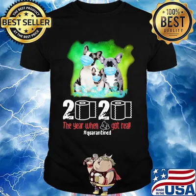 Bulldog mask 2020 the year when shit got real quarantined toilet paper American flag veteran Independence Day shirt