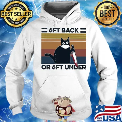 Cat 6ft back or 6ft under mask vintage s Hoodie