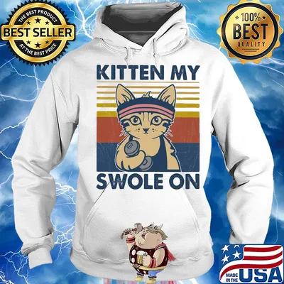 Cat kitten my swole on vintage s Hoodie