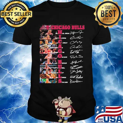Chicago bulls team basketball players signatures shirt