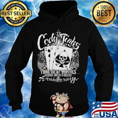 Cody jinks 2007 2020 tone deaf hippies blood sweat and beers anniversary skull s Hoodie