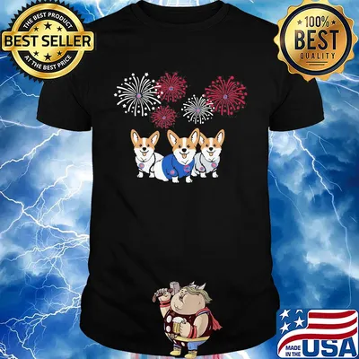 Corgi chicago cubs baseball firework independence day shirt