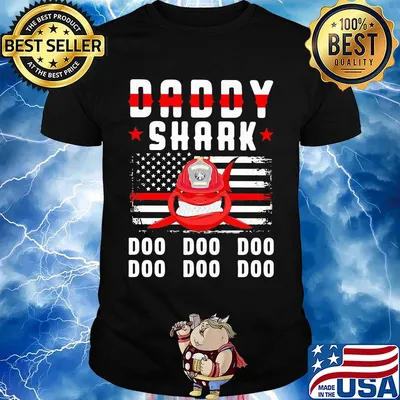Daddy shark doo doo doo Firefighter American flag veteran Independence Day shirt