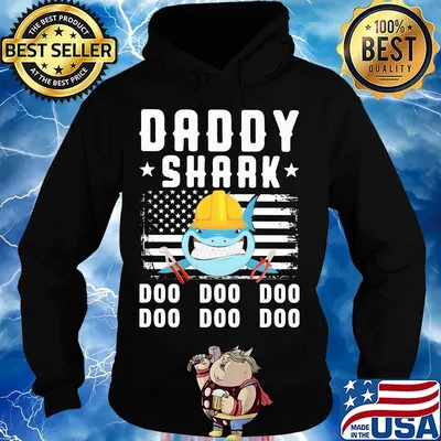 Daddy shark doo doo doo Lineman American flag veteran Independence Day s Hoodie