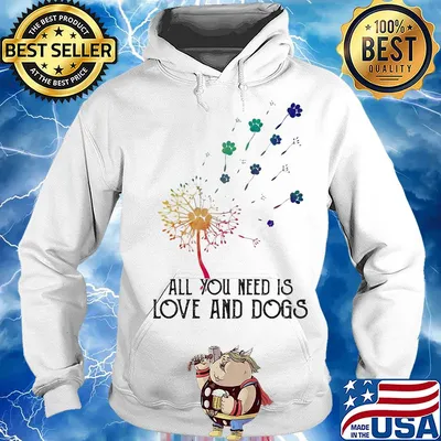 Dandelion flower all you need is love and paw dogs s Hoodie
