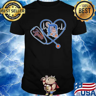 Detroit tigers baseball stethoscope heart shirt