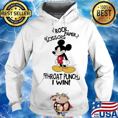 Disney mickey mouse rock paper scissors throat punch i win s Hoodie