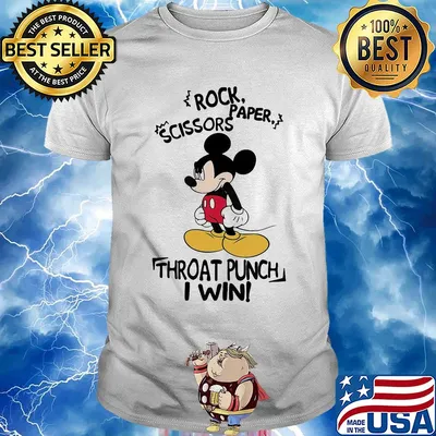 Disney mickey mouse rock paper scissors throat punch i win shirt