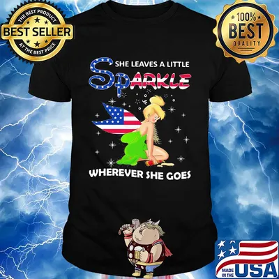 Disney tinkerbell she leaves a little sparkle wherever she goes american flag independence day shirt