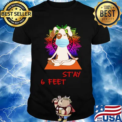 Dog yoga chill stay 6 feet mask covid-19 shirt