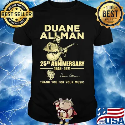Duane allman 25th anniversary 1946 1971 thank you for your music signatures shirt