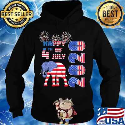 Elephant happy 4th of july 2020 american flag independence day s Hoodie